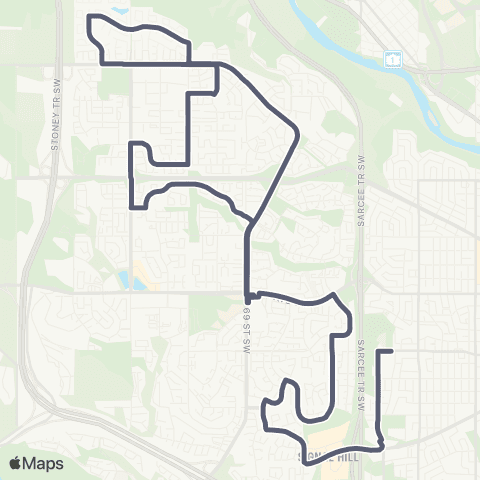 School Bus Express St. Gregory / 69 St SW / Strathcona map