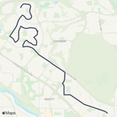 School Bus Express St. Francis / E. Hawkwood / Citadel map