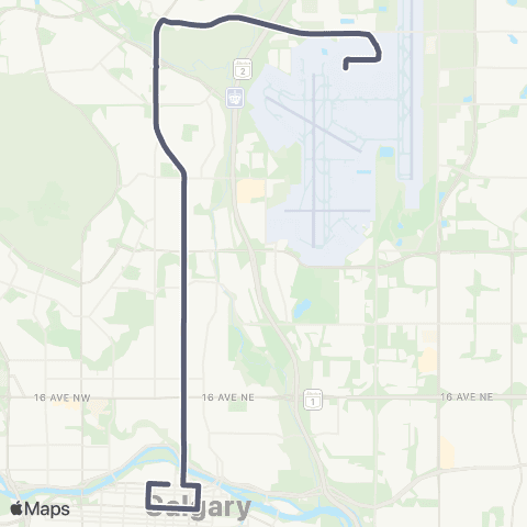 Calgary Transit Airport Express map