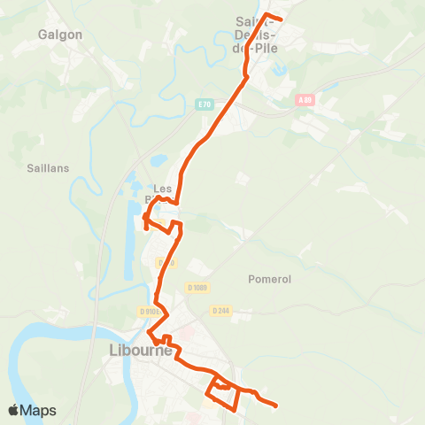 Calibus Libourne Vercors / St-Émilion IME - St-Denis-de-Pile Les Treilles & Le Bois Ctre comm. / Libourne La Calinesie (Ctre aquatique) map