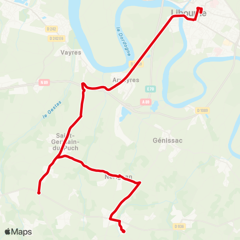 Calibus St-Quentin-de-Baron Mairie - Libourne Gares map