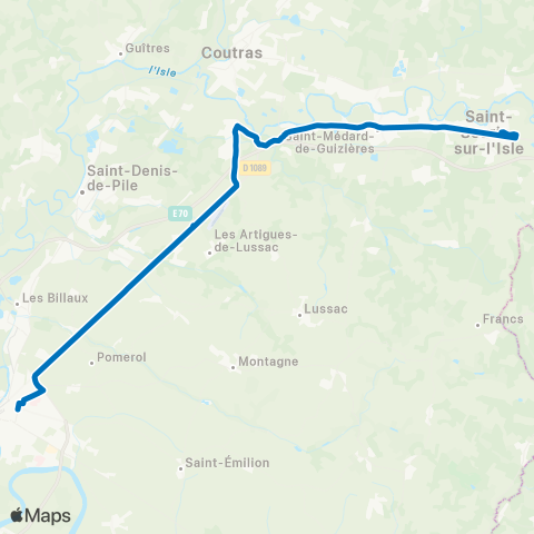 Calibus St-Seurin-s/-l'Isle Gare / St-Sauveur-de-Puynormand Mairie - Libourne Gares map