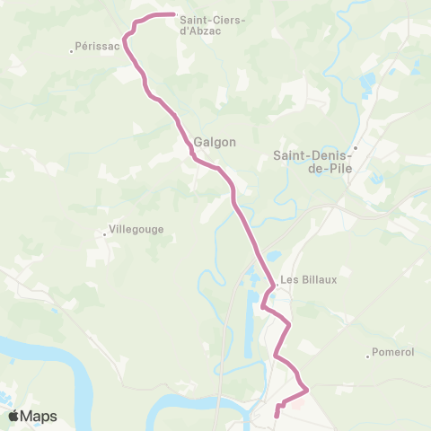 Calibus St-Ciers-d'Abzac Mairie - Libourne Gares map