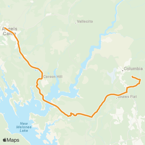 Calaveras Connect Columbia College Shuttle map