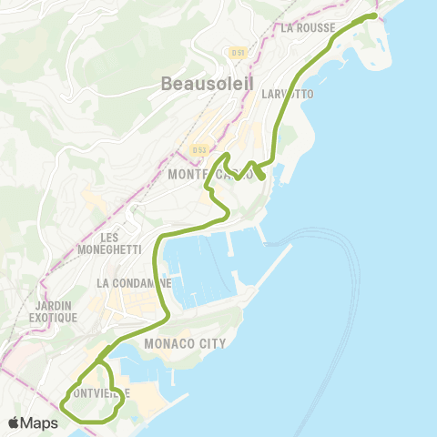 Compagnie des autobus de Monaco Fontvieille - Larvotto map
