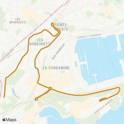 Compagnie des autobus de Monaco Jardin exotique - le Rocher map