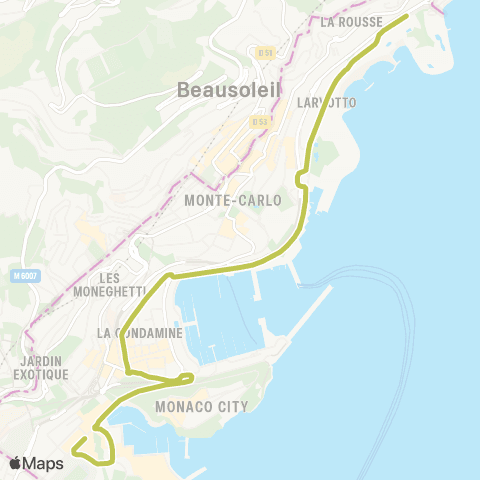 Compagnie des autobus de Monaco Albert II - Larvotto map