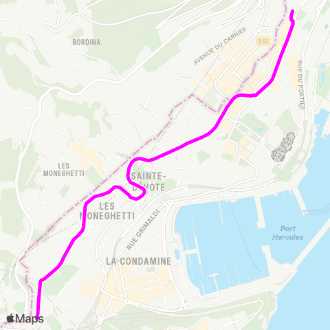 Compagnie des autobus de Monaco Jardin exotique - Place des Moulins map