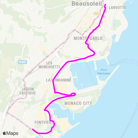 Compagnie des autobus de Monaco Fontvieille - Place des Moulins map