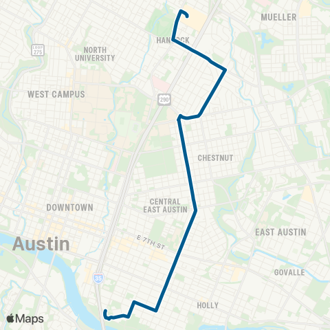 CapMetro Chicon / Cherrywood map