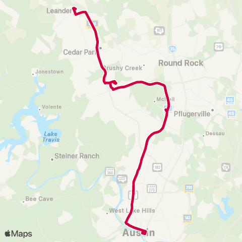 CapMetro Rail Shuttle map