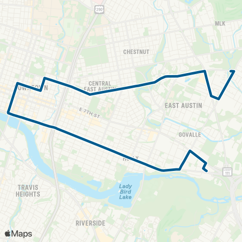 CapMetro Rosewood / Cesar Chavez map