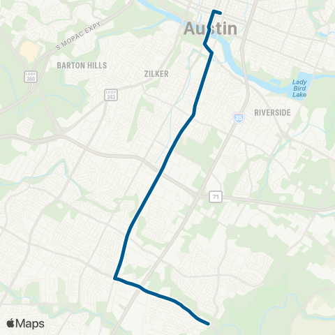 CapMetro Night Owl South Congress map
