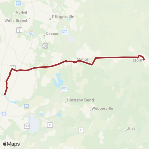 CapMetro Manor / Elgin Express map