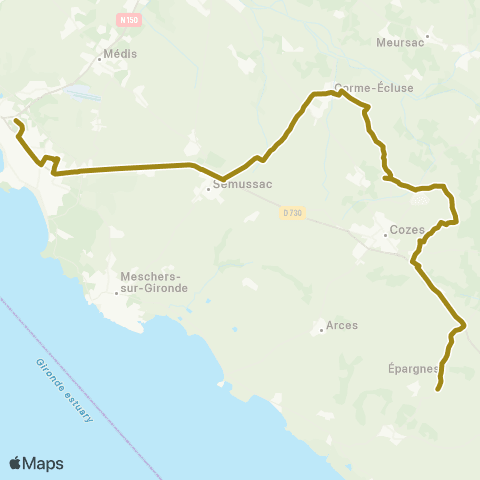 Cara'bus - Scolaire Corme Écluse <> Royan - Cordouan map