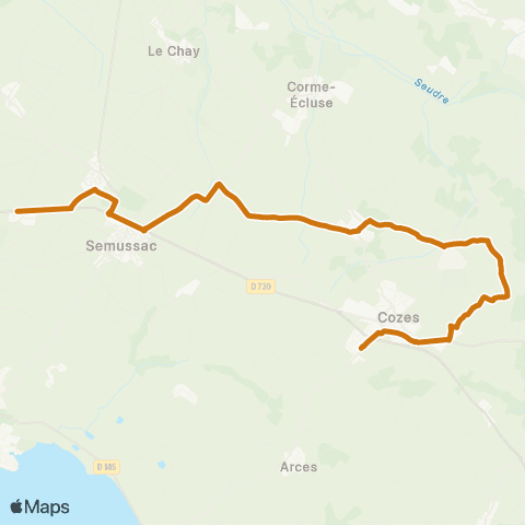 Cara'bus - Scolaire Semussac Rivière <> Cozes map