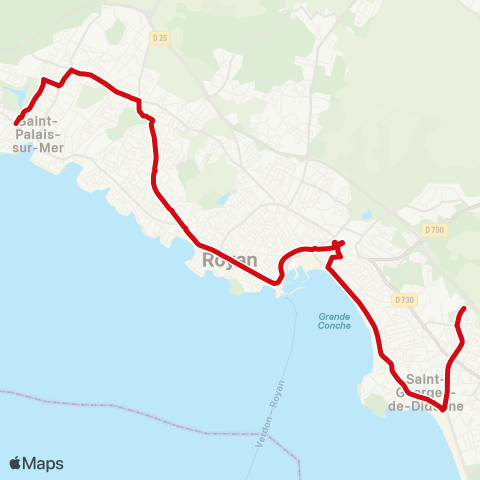 Cara'bus St-Palais-s/-Mer <> St-Georges-de-Didonne map