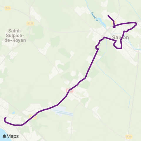 Cara'bus Saujon Richelieu <> Royan Gare map