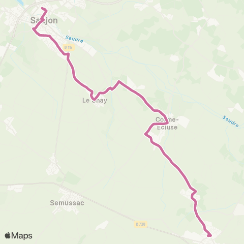 Cara'bus Gare Saujon <> Gare Cozes map