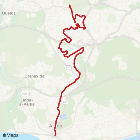 Carris Metropolitana Algés (Estação) - Amadora Este (Metro) map