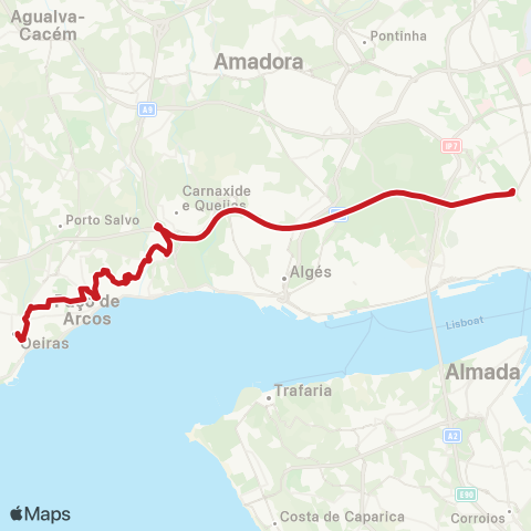 Carris Metropolitana Marquês Pombal (Metro) - Oeiras (Estação Norte) map
