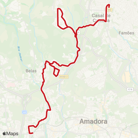Carris Metropolitana Casal Cambra (Igreja) - Monte Abraão (Estação) map