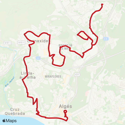 Carris Metropolitana Algés (Estação) - Bº Zambujal map