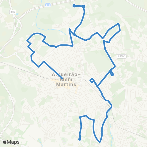 Carris Metropolitana Algueirão-Mem Martins (Estação) - Mem Martins (Esc Secundária) via Hospital map
