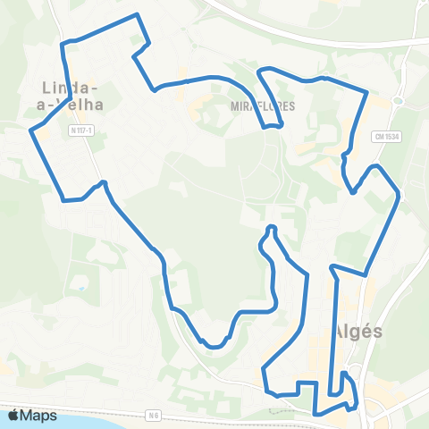 Carris Metropolitana Algés (Estação) via Linda-A-Velha E Miraflores | Circular map