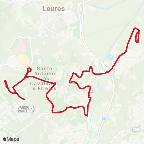 Carris Metropolitana Frielas - Torres Da Bela Vista via Santo António Dos Cavaleiros map