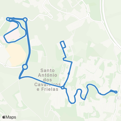 Carris Metropolitana Santo António Dos Cavaleiros | Circular via Paradela map