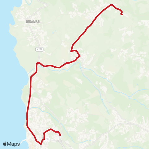 Carris Metropolitana Lagoa (Colegio Miramar) - Ericeira (Terminal) via Santo Isidoro map
