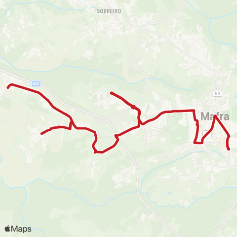 Carris Metropolitana Mafra (Palácio) - Zambujal map