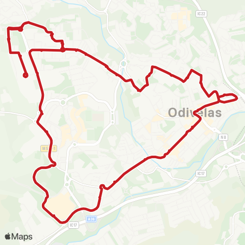 Carris Metropolitana Arroja | Circular via Odivelas (Metro) map