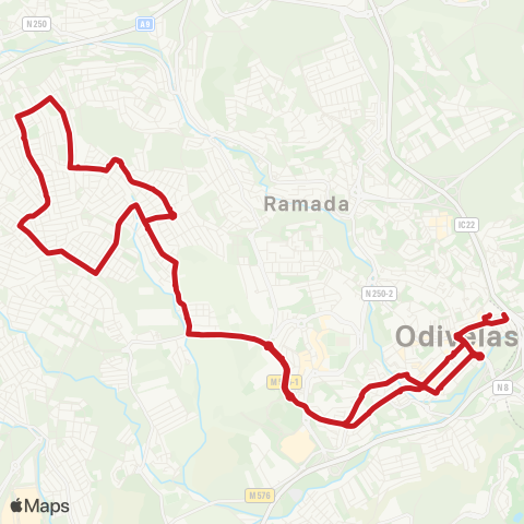 Carris Metropolitana Odivelas (Metro) | Circular via Famões map