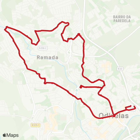 Carris Metropolitana Odivelas (Metro) | Circular via Casal Chapim map