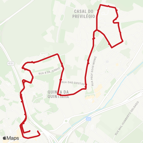 Carris Metropolitana Odivelas (Metro) | Circular via Póvoa De Santo Adrião map