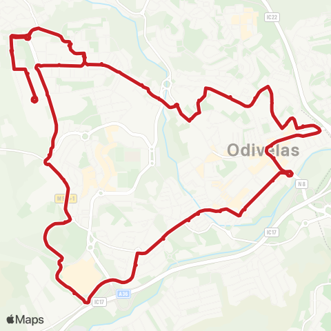 Carris Metropolitana Arroja | Circular via Odivelas (Centro Comercial) map