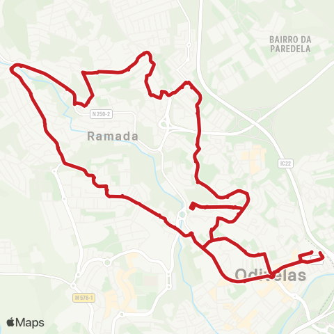 Carris Metropolitana Odivelas (Metro) | Circular via Arroja map