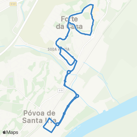 Carris Metropolitana Póvoa De Santa Iria (Estação) | Circular via Forte Da Casa map