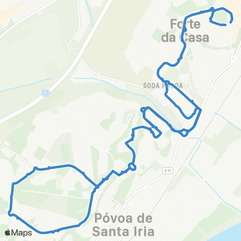 Carris Metropolitana Forte Da Casa | Circular via Póvoa De Santa Iria map