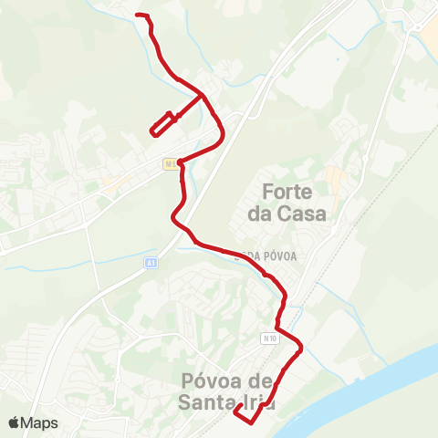 Carris Metropolitana Póvoa De Santa Iria (Estação) - Verdelha Ruivo map