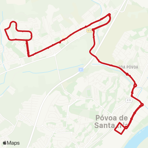 Carris Metropolitana Póvoa De Santa Iria (Estação) | Circular via Vialonga map