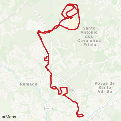 Carris Metropolitana Odivelas (Metro) | Circular via Loures (Hospital) map