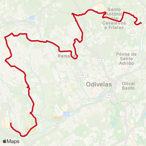 Carris Metropolitana Sto António Cavaleiros - Ubbo map