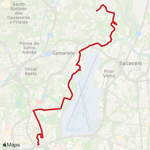 Carris Metropolitana A. Moinho - Campo Grande map