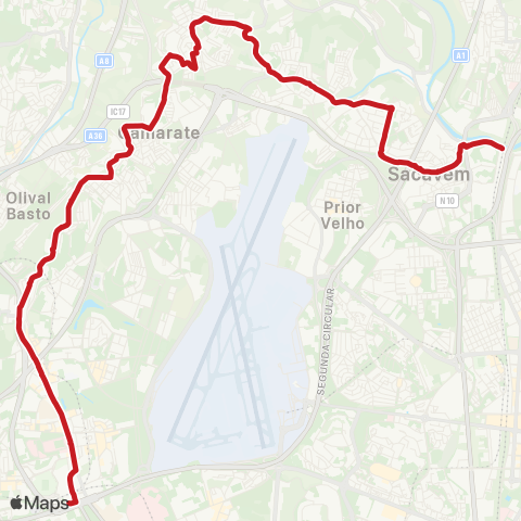 Carris Metropolitana Campo Grande - Sacavém (Est) map