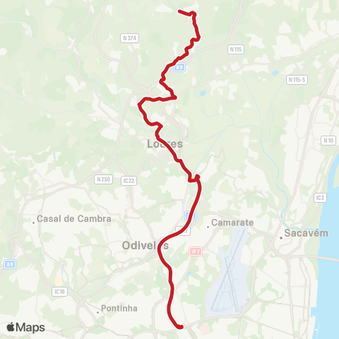 Carris Metropolitana Fanhões - Lisboa (C.Grande) V / Sete Casas E A8 Frielas map