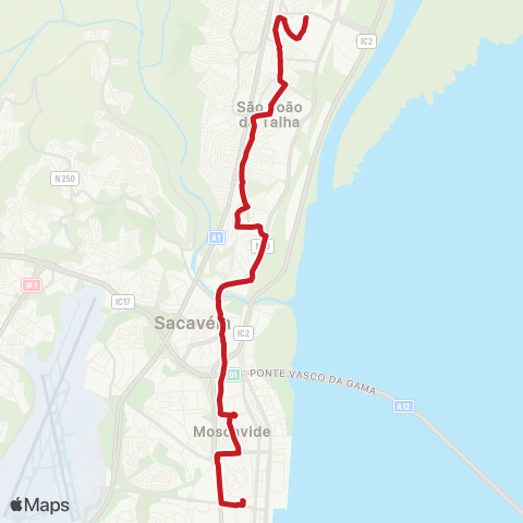 Carris Metropolitana Bairro Covina - Estação Oriente map