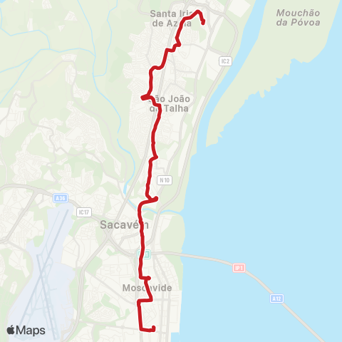 Carris Metropolitana Estação Oriente - Santa Iria Azóia map